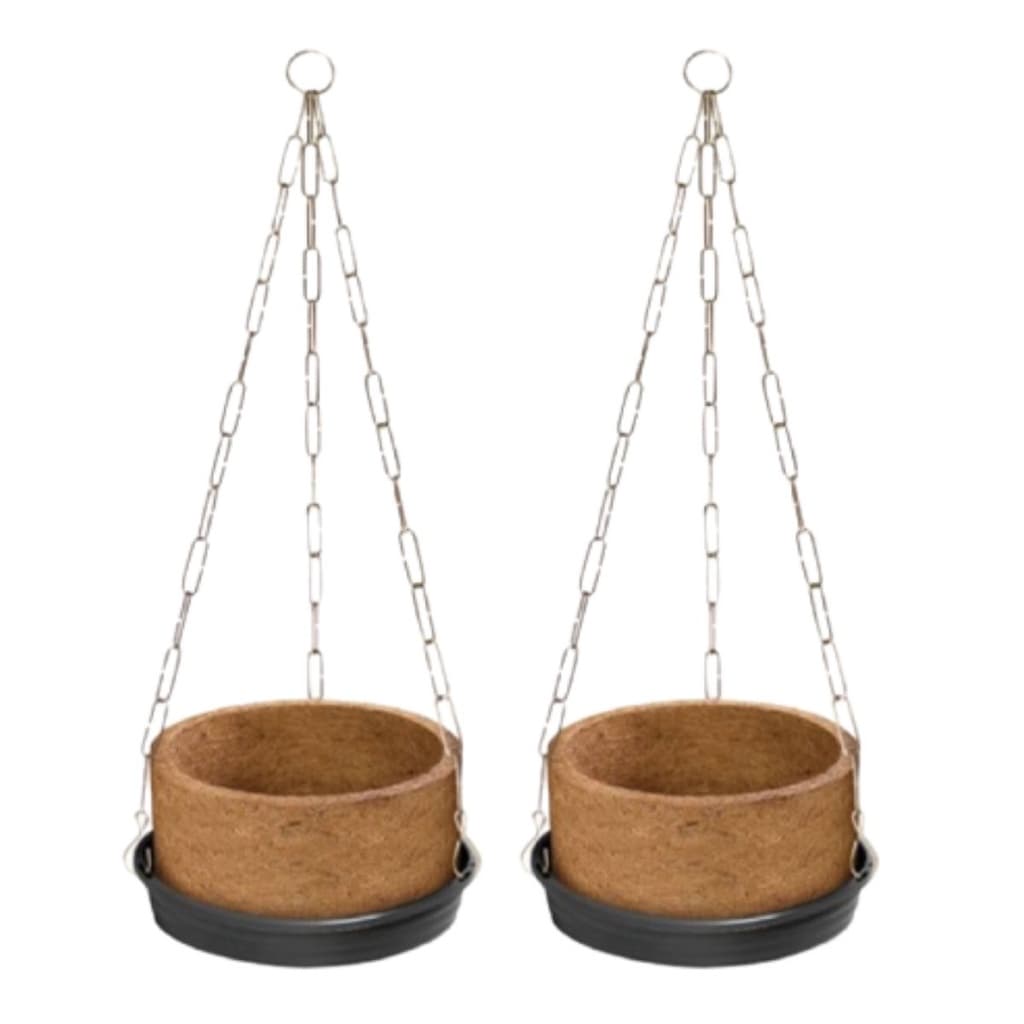 Kit 2 Vaso Suspenso Fibra de Coco Pendente Completo - Corrente, Prato e Vaso - Nutriplan - Promoção!