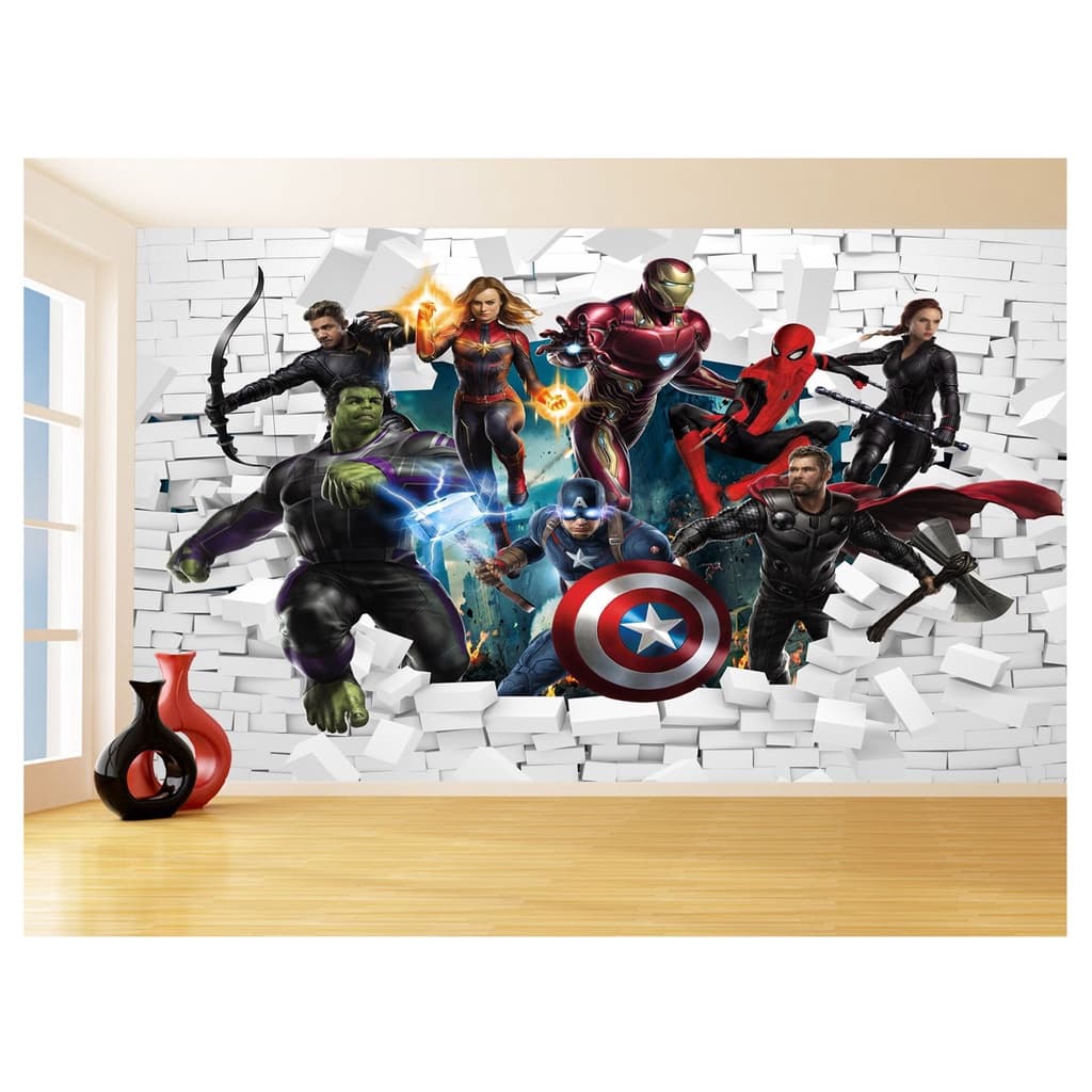 Papel de Parede - Adesivo de Parede Decorativo Decoração 3D Infantil Marvel Heróis Capitão América - Thor -Homen Aranha - Homen de Ferro - Hulk - NHMA108