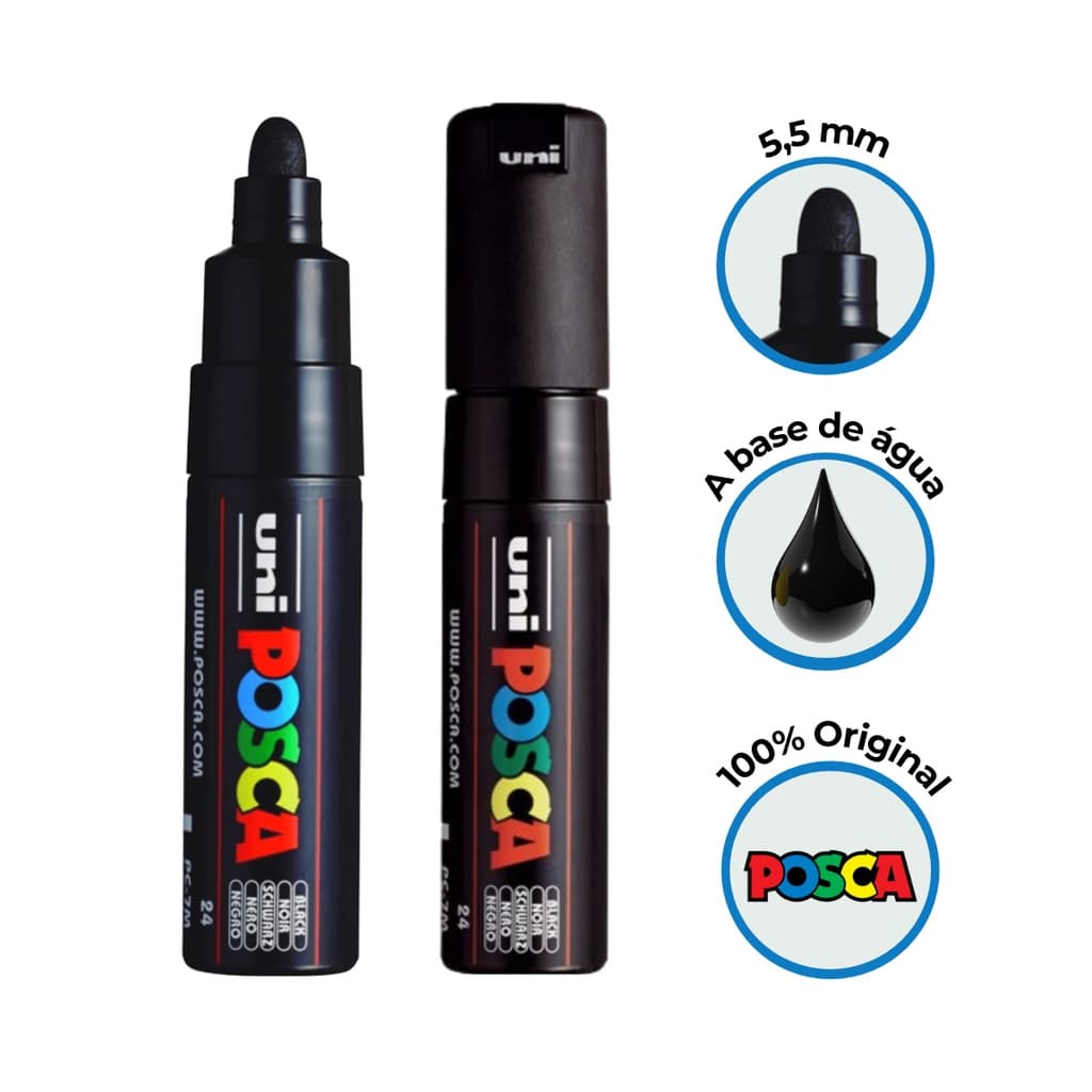 Caneta Posca Pc-7m Ponta 4.5mm Preta - Uniball