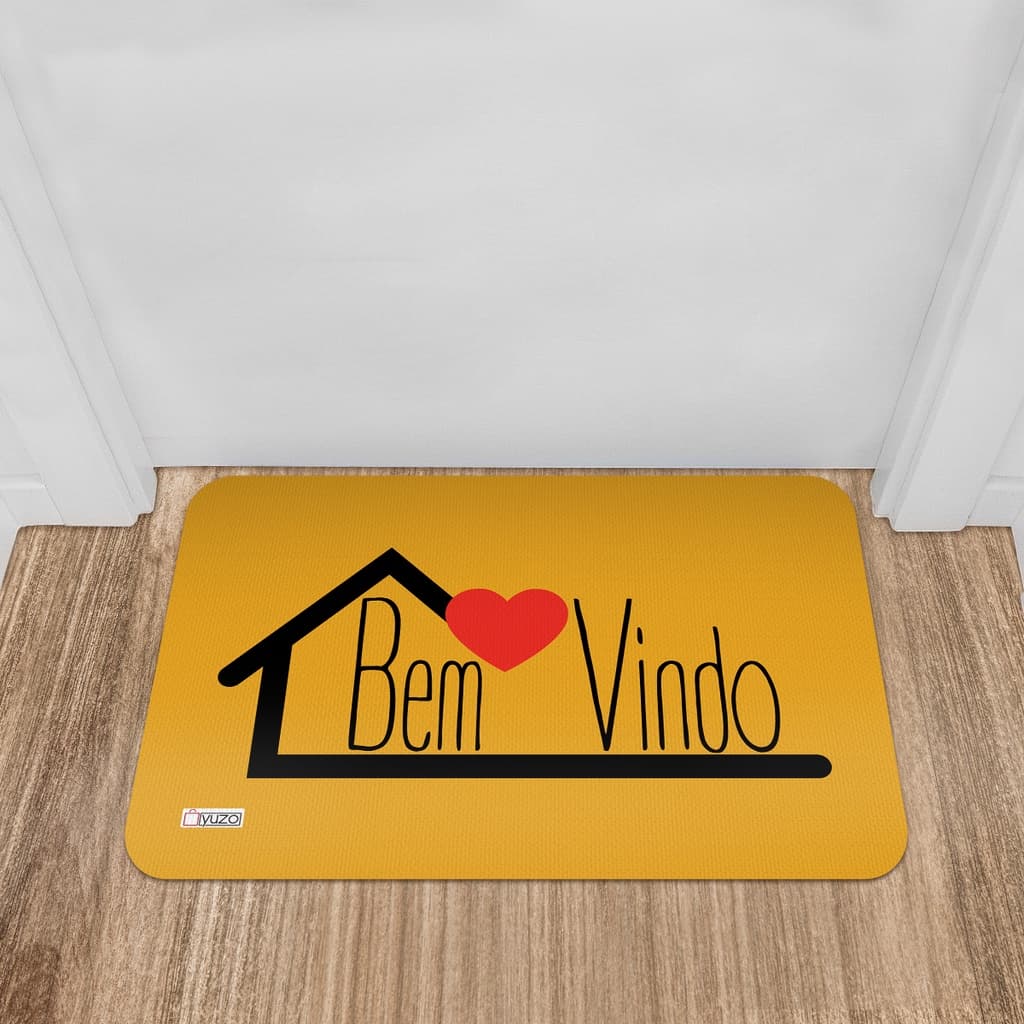Tapete de Porta 40x60 Bem Vindo Amarelo