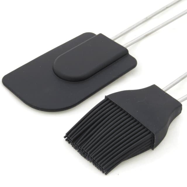 Kit Espátula E Pincel Culinário Silicone Desmontável Preto