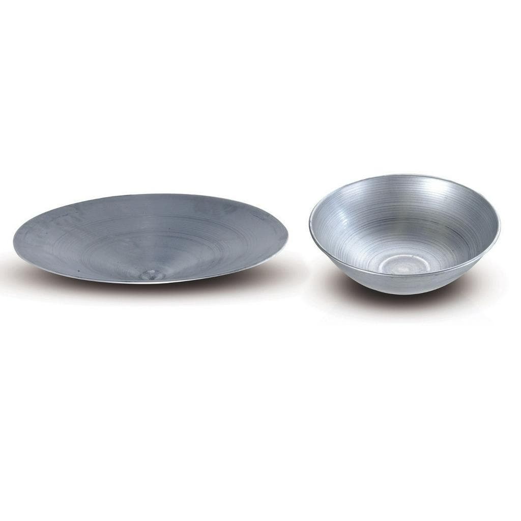 Bateia 44 Cm + Cuia 24 Cm Aco Galvanizado Garimpo Ouro