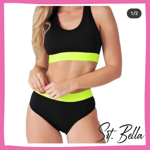 Conjunto top nadador elastico neon, tam g