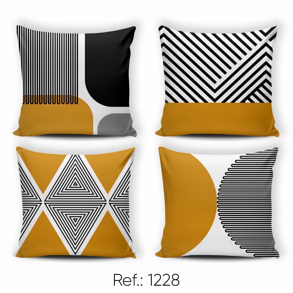 Kit Capa de Almofada Decorativa Estampada Quarto ou Sala 04 Peças