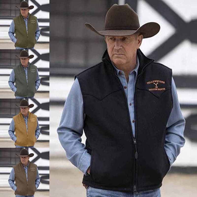 Colete Jeans Masculino Ocidental Cowboy Bordado Sem Mangas Jaqueta Casual Slim Fit De Quatro Estações