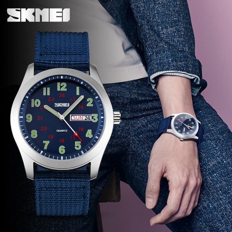 Relógio SKMEI Analógico Masculino Com Calendário De Nylon