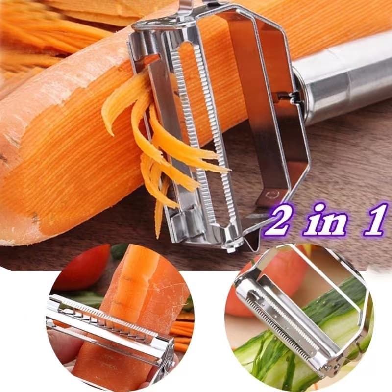 Descascador INOX Legumes Frutas Dupla Lâmina Móvel 2 Em 1/Descascador De Legumes Verduras Frutas