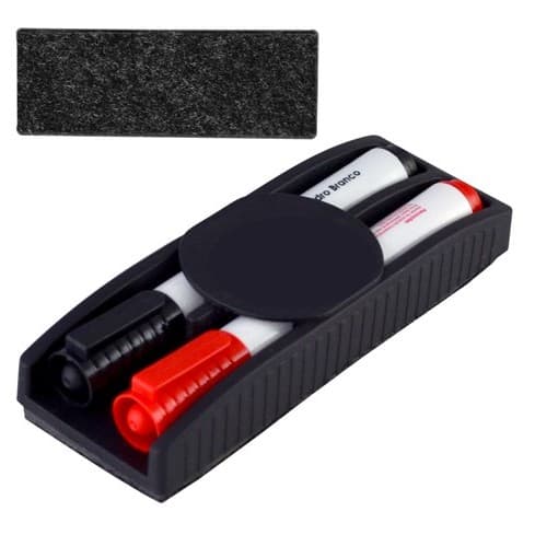 Apagador para Quadro Branco Com 2 Marcadores (Preto e Vermelho) - ARUFORTE