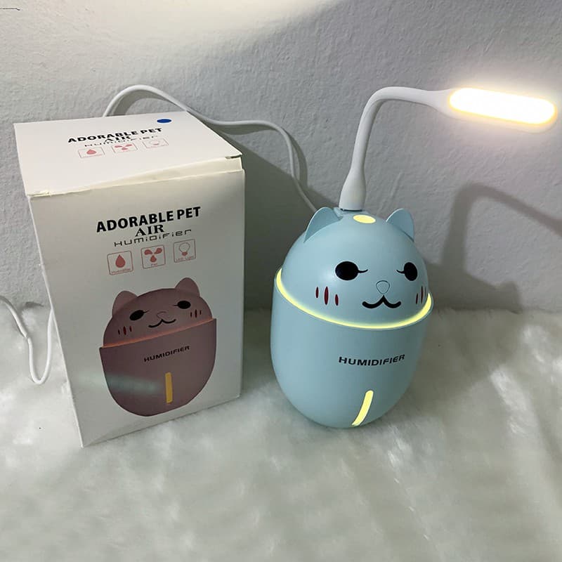 3 in 1 320ML USB Air Humidifier Ultrasonic Adorable Pet Mini Humidifier With LED Light Mini USB Fan