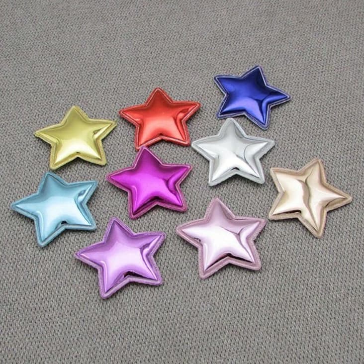 Aplique Acolchoado Estrela metalizado 4cm