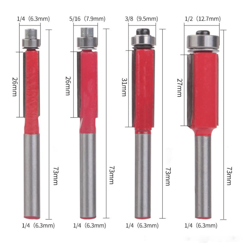 1Pçs Kit de Fresa de 1/4” para Corte/Acabamento/Ferramenta Cilíndrica p/ Máquina de Desbaste/Ferramenta de Marcenaria