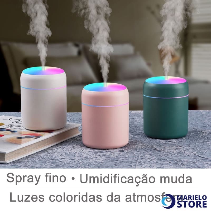 Umidificador Doméstico Silencioso Luz Colorida LED Spray Usb 220mldifusor