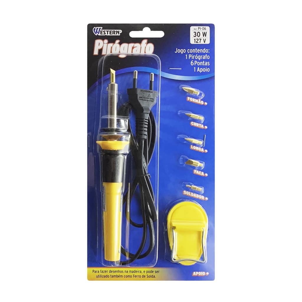 Pirografo Soldador Grava Madeira Couro Plastico 127v 30 W
