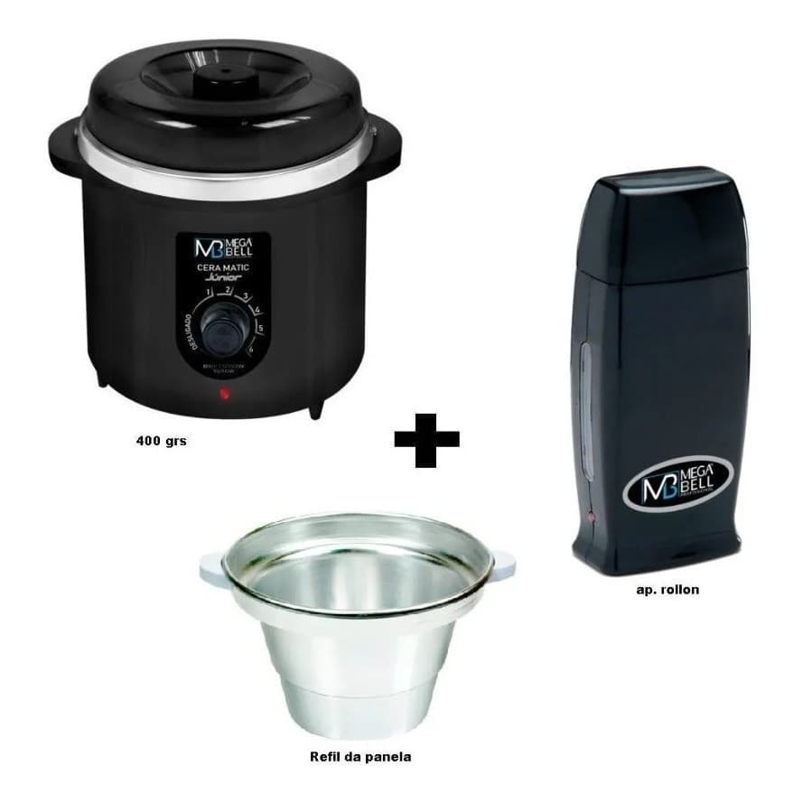 Kit Termocera Panela Aquecedor Cera de 400g Bivolt Mega Bell