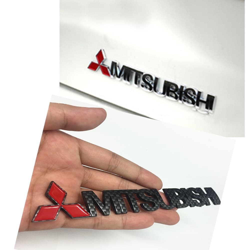 Adesivo De Carro De Fibra De Carbono Mitsubishi Stick-On Emblema Decalque
