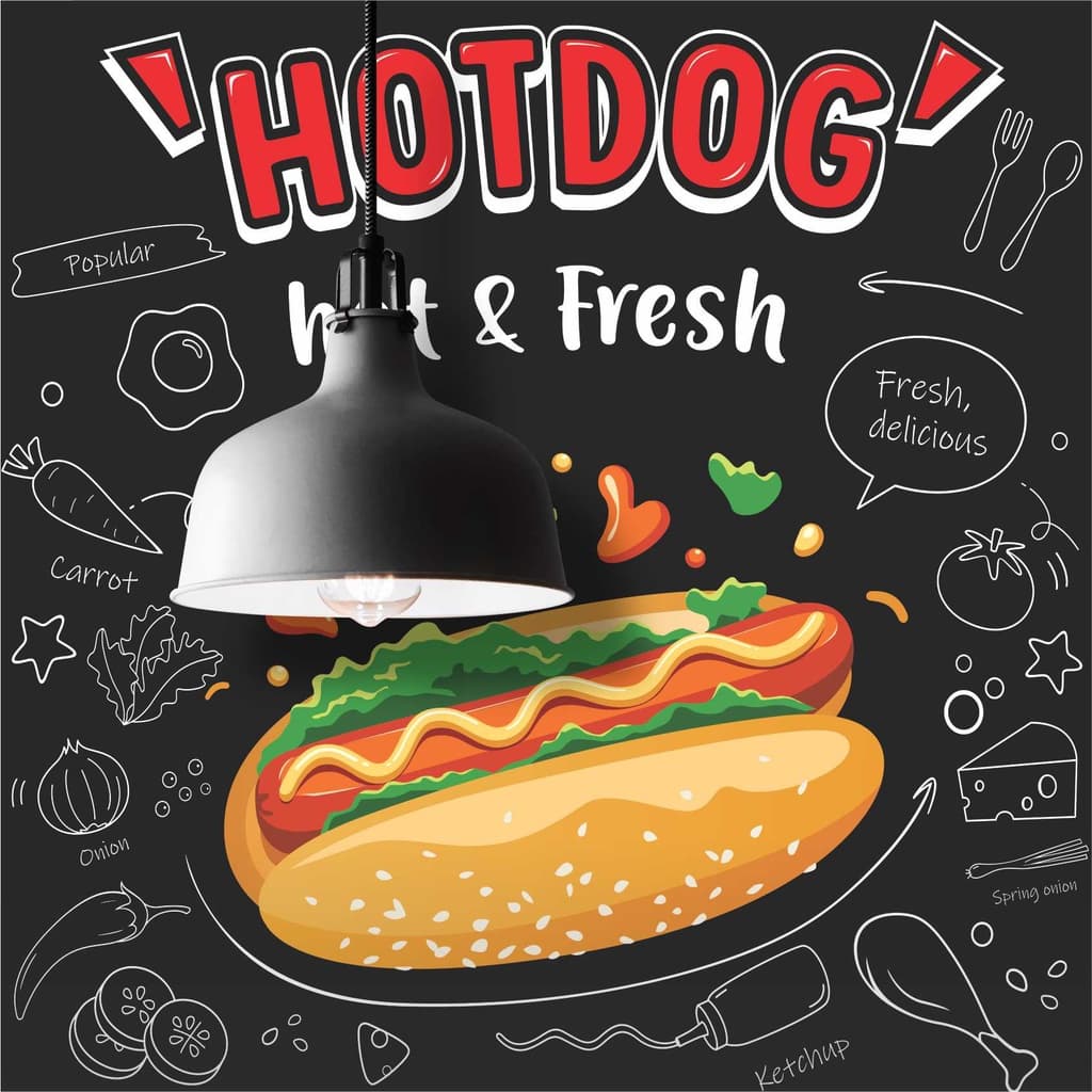 Papel De Parede Lanches Hot Dog Cachorro Quente Painel Adesivo G1075