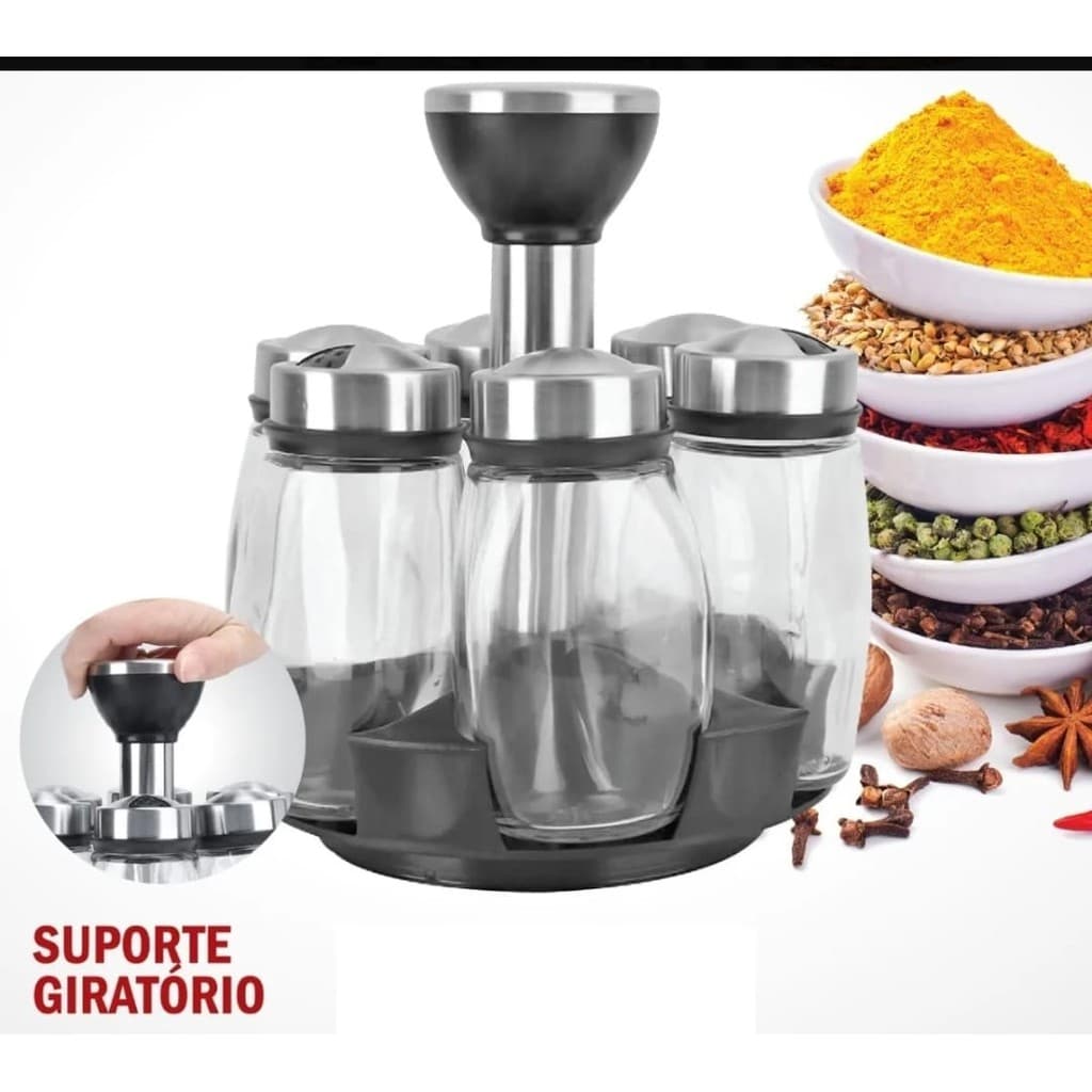 Kit Porta Condimentos 6 Peças e Suporte Unyhome / Porta Temperos / Ótima Qualidade e Acabamento
