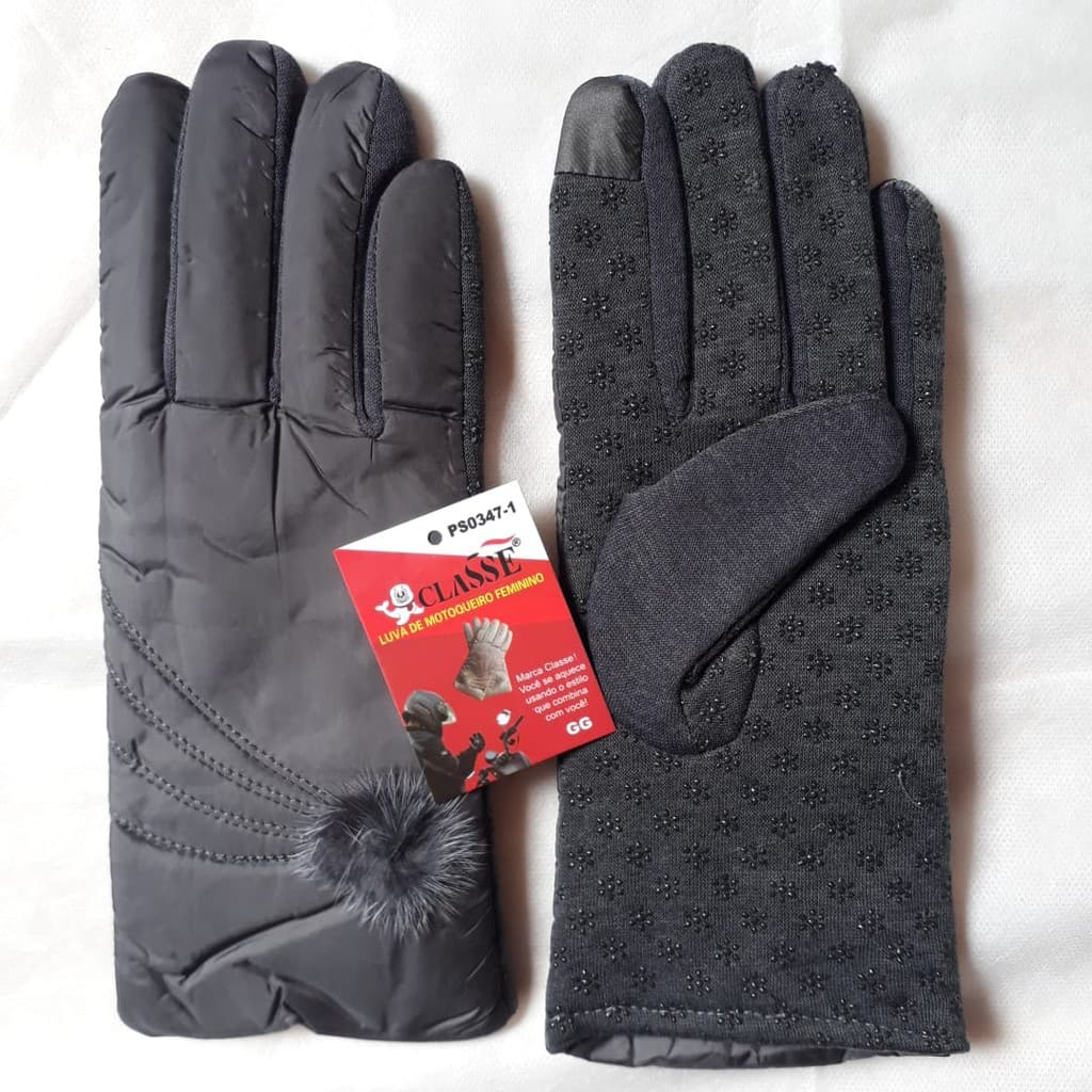 lindo par luvas cor cinza feminino moto motoqueira anti derrapante conforto beleza