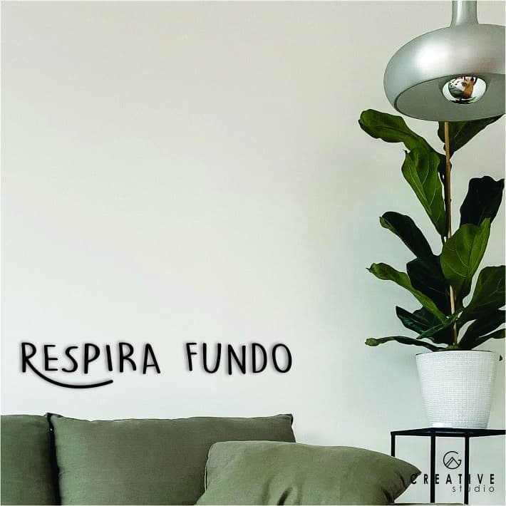 Frase de Parede Respira Fundo Decoração 3mm Preto Casa Sala Quarto Cabeceira MDF
