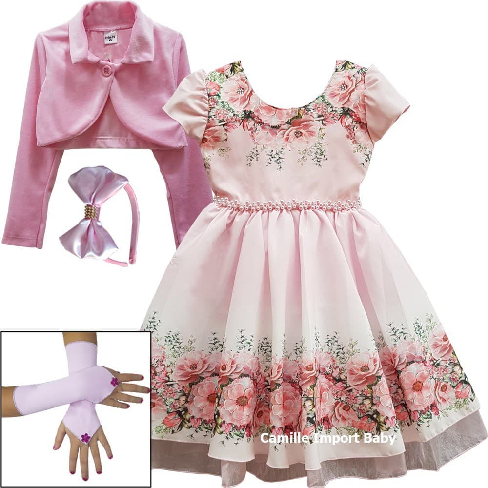 Vestido Festa Infantil Aniversário Daminha Princesa Rosa Super Novidade