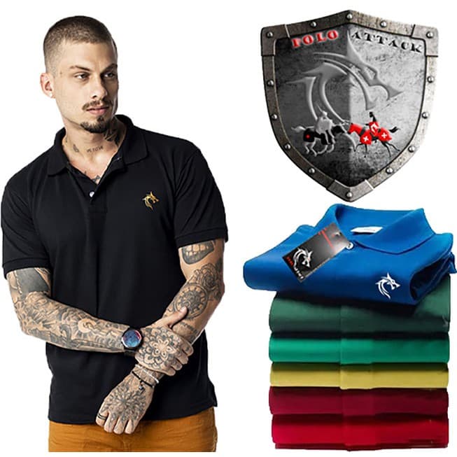 Kit 3 Camisas Polo Attack oferta preço de atacado/ varias cores