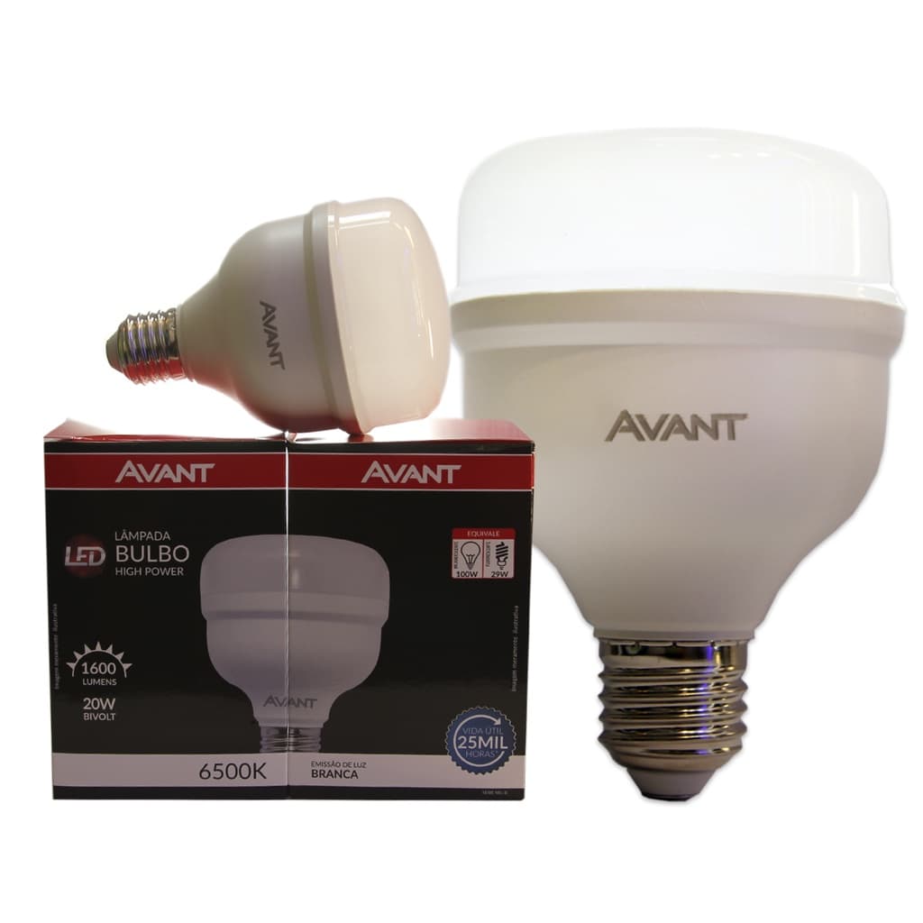 Kit 5 Lampadas Led Bulbo 20W Branco-Frio E27