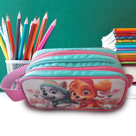 Estojo Escolar Duplo Personalizado Com Nome, Patrulha Canina Menina