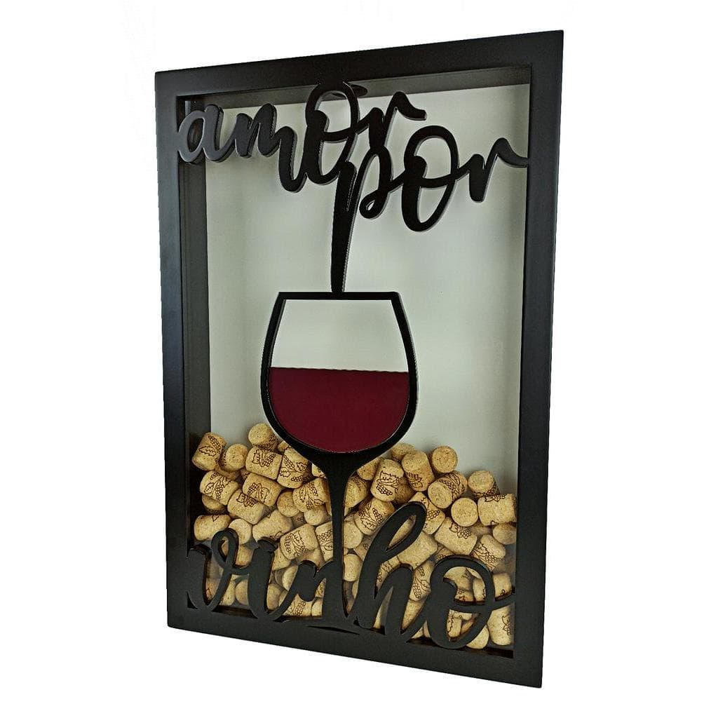 Quadro Porta Rolhas de Vinho  - Amor Por Vinho - 100un