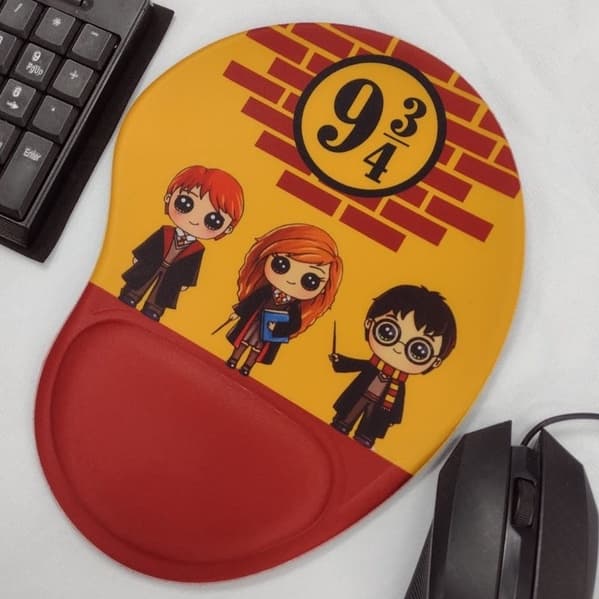 Mouse pad Harry Potter Hermione Rony em animação 9 3/4 lindo e confortavel com apoio