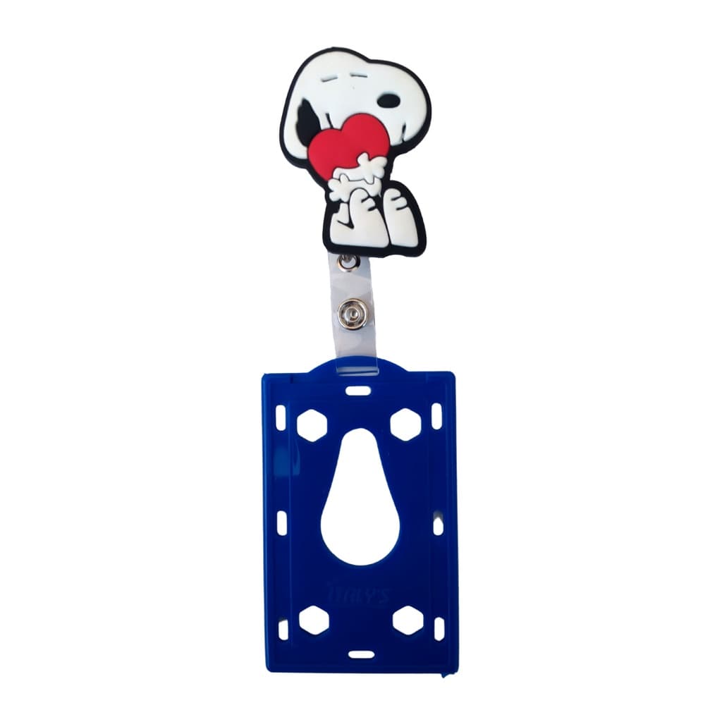 Kit Porta Crachá Retrátil Personalizado Snoopy + Porta Cartão Azul