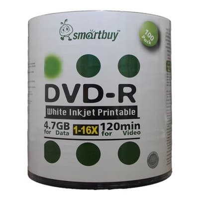 50 Mídia Virgem Dvd-r Smartbuy Printable Impressão 4.7Gb Ritek F1 Promoção!