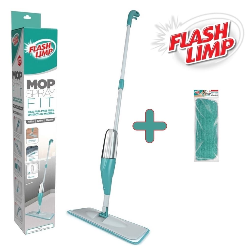 Kit com 1 Mop Rodo Spray Fit  Magico MOP0556 + 1 Refil Microfibra Lavavel RMOP7800 Flash Limp