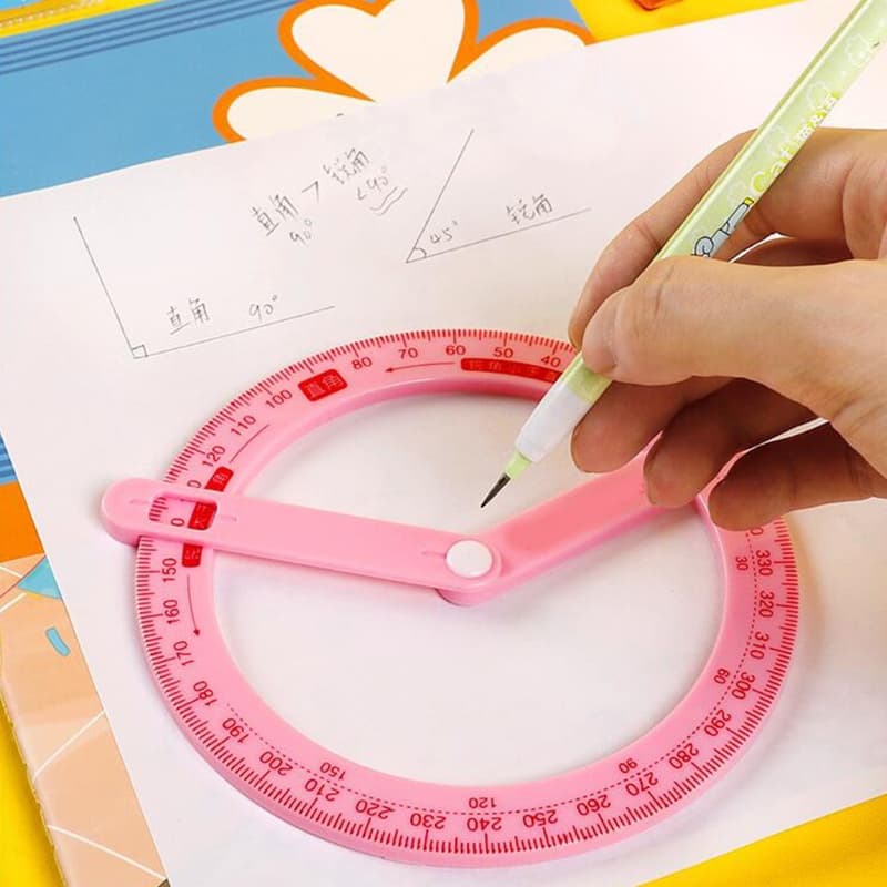 YYS Ferramenta De Medição De Papelaria Com Transferidor De Círculo De Plástico Para Escritório Escolar De Estudantes