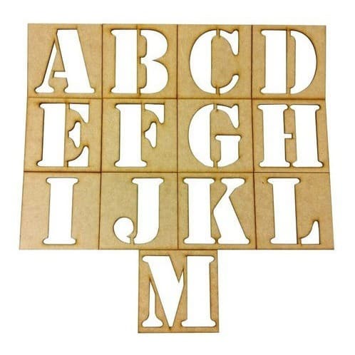 Alfabeto Completo Kit Stencil Molde Letras 10 X 10 Cm Cada