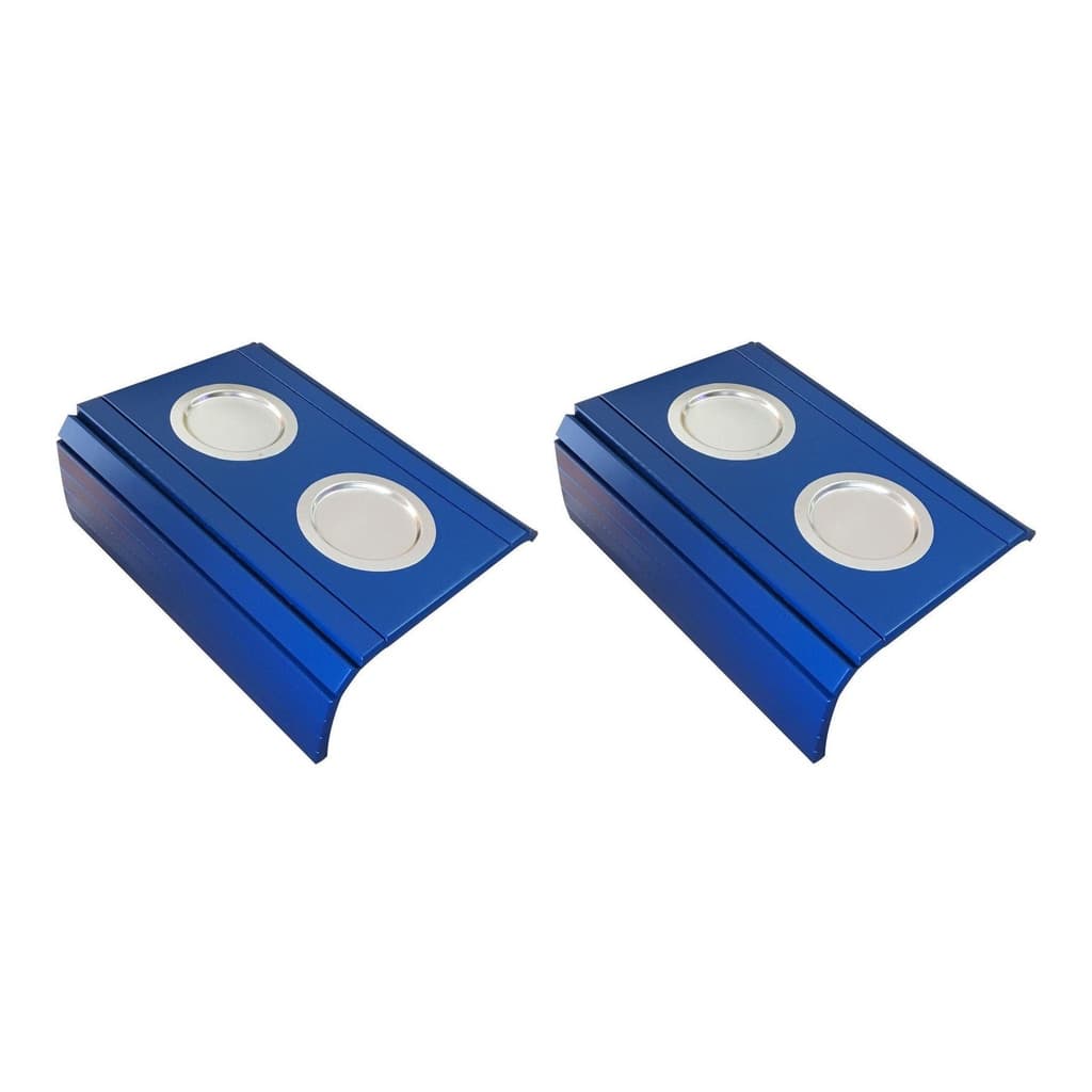 Kit 02un Esteiras Para Braço De Sofá Azul Bic Com Porta Copos Alumínio.