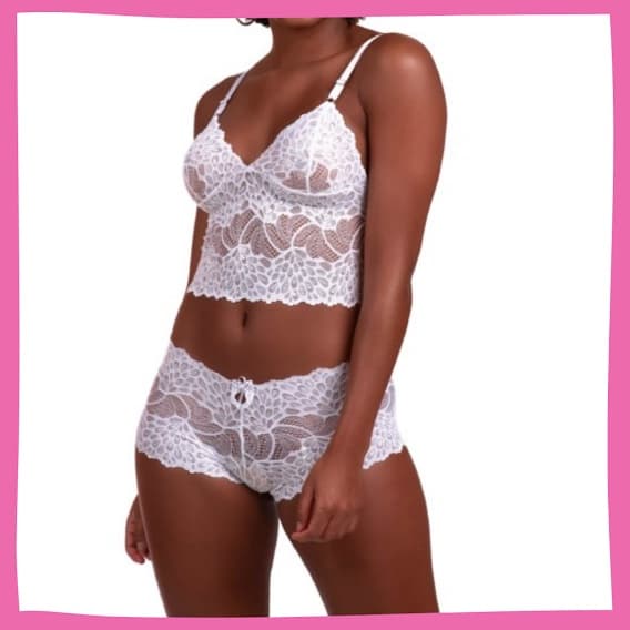 Conjunto cropped em renda