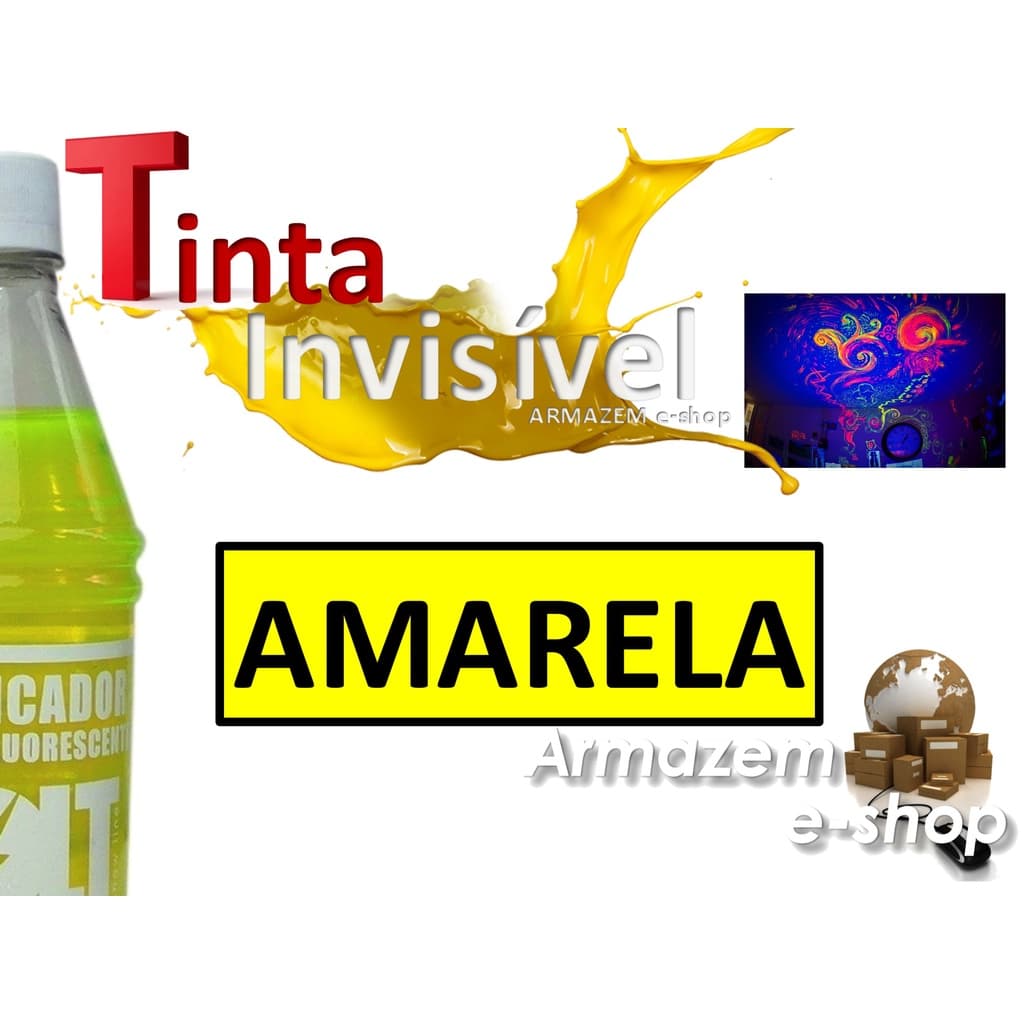 Tinta Invisível Fluorescente, Amarelo Visível Apenas Luz Uv, luz negra, iluminação de festa, festa neon