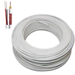 Cabo Coaxial Bipolar 4mm Para Sistemas de Câmeras de Segurança 80% Malha 100mts