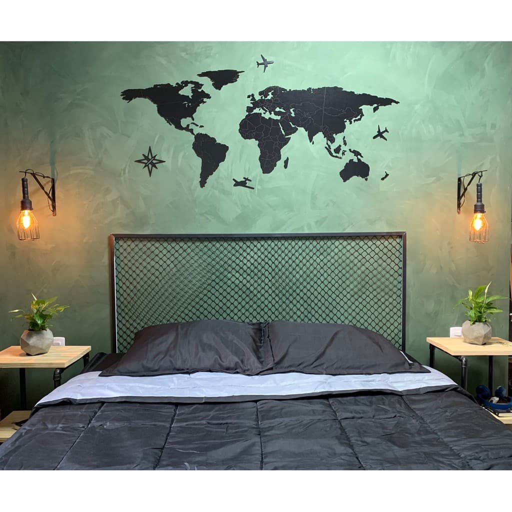 Mapa Mundi Decorativo em MDF 3mm 150 cm Detalhado Com Separação dos Países
