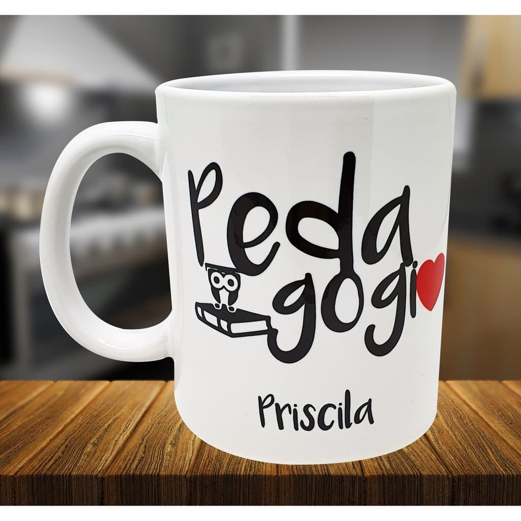 Caneca Branca Mimo Profissão Carreira Pedagogia, Pedagogo