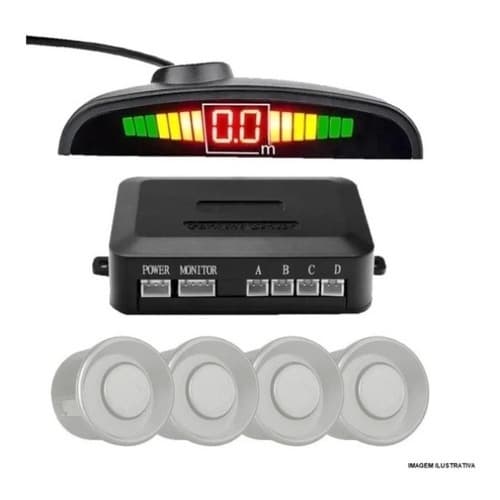 Sensor Estacionamento Re 4 Sensor Display Led Sonoro Branco