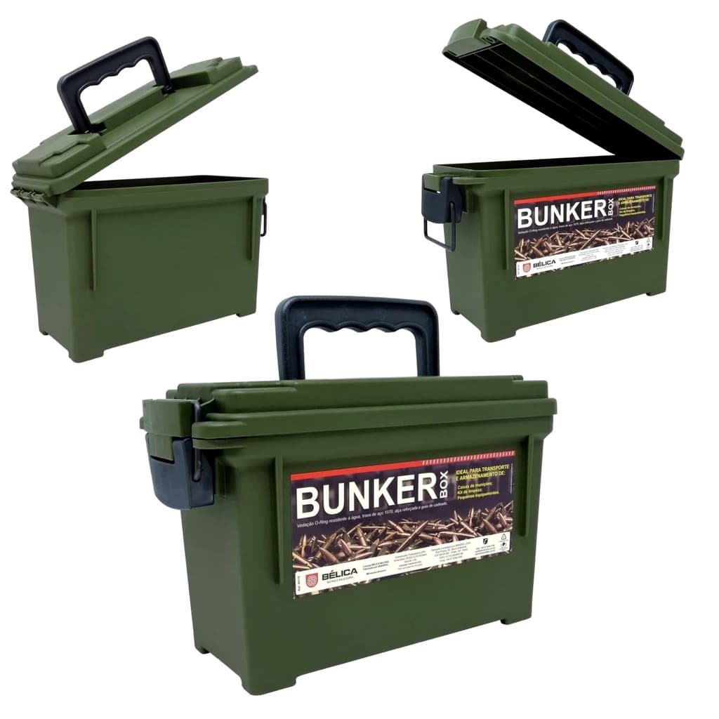 Caixa Multiuso Bunker Box Bélica ou Tag Militar 3,8 L Verde