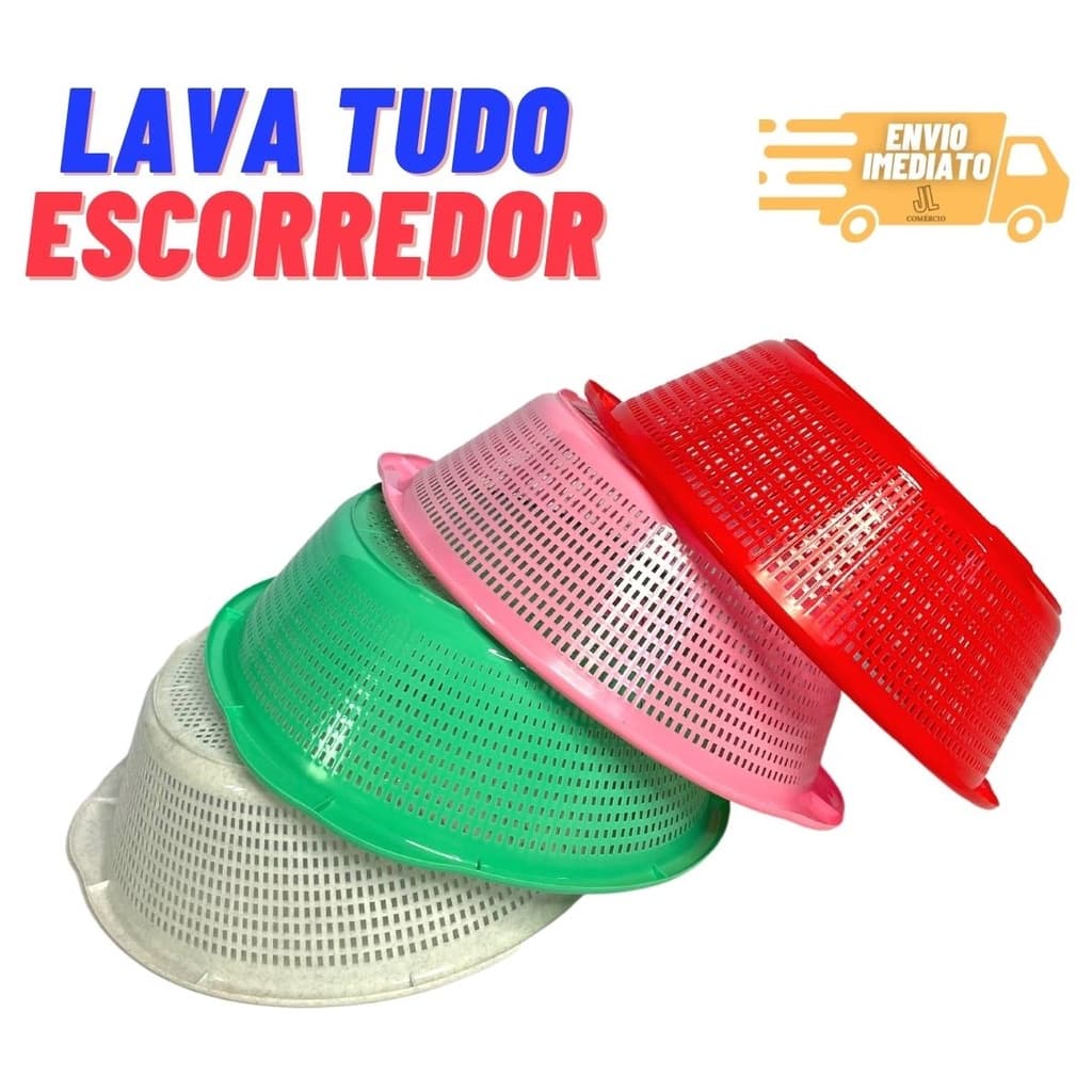 Escorredor de Macarrão Lava Tudo Multiuso Verduras Legumes Frutas Grãos Massas Arroz