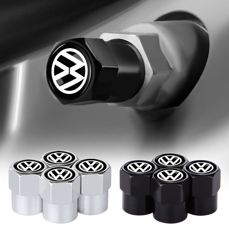 4pçs/Conjunto Tampa De Ar De Alumínio Vavle Air Cap Preto/Prata Hexágono Válvula De Roda Protetora Do Núcleo Para VW Volkswagen Jetta MK5 Golf Passat 3B7 601 171