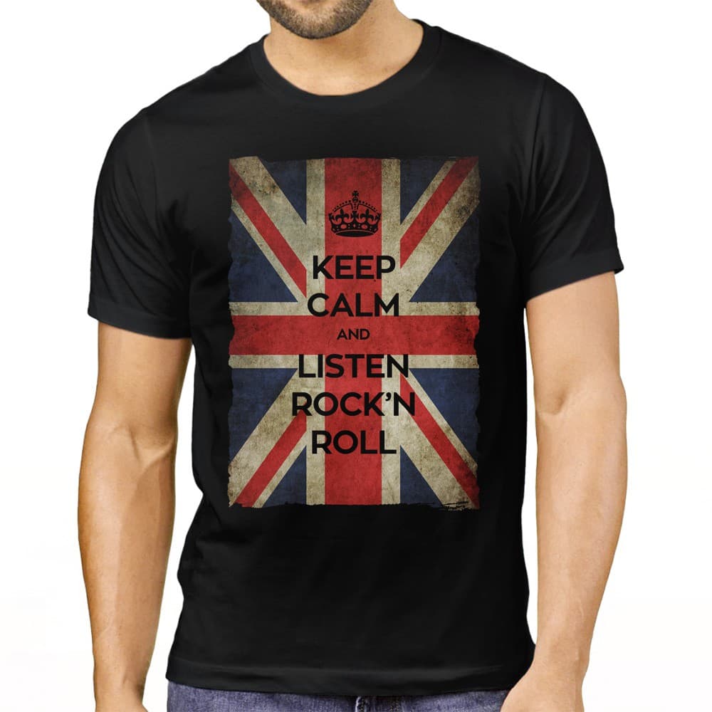 Camiseta Rock Frase Keep Calm Rock Música Moda Bandeira Inglaterra