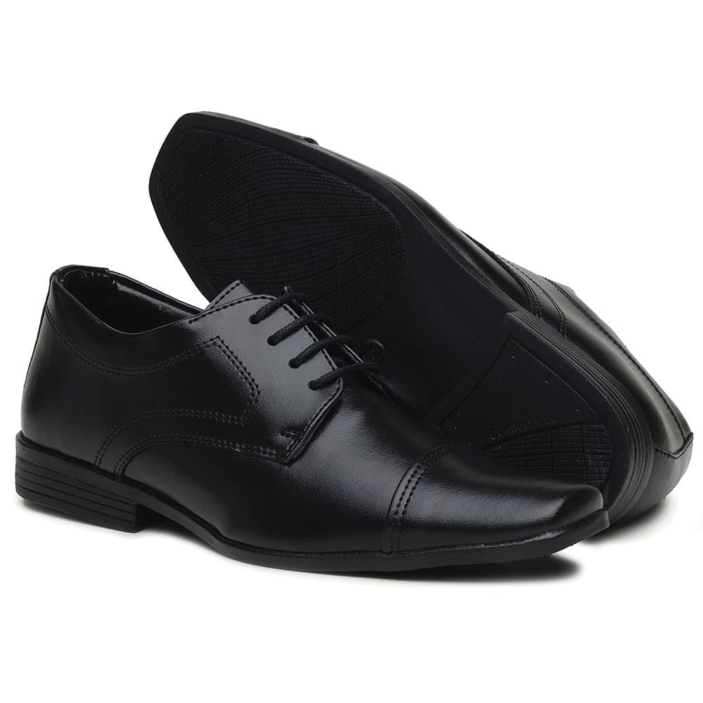 Sapato Social Infantil Bertelli com Cadarço 70115 - Preto