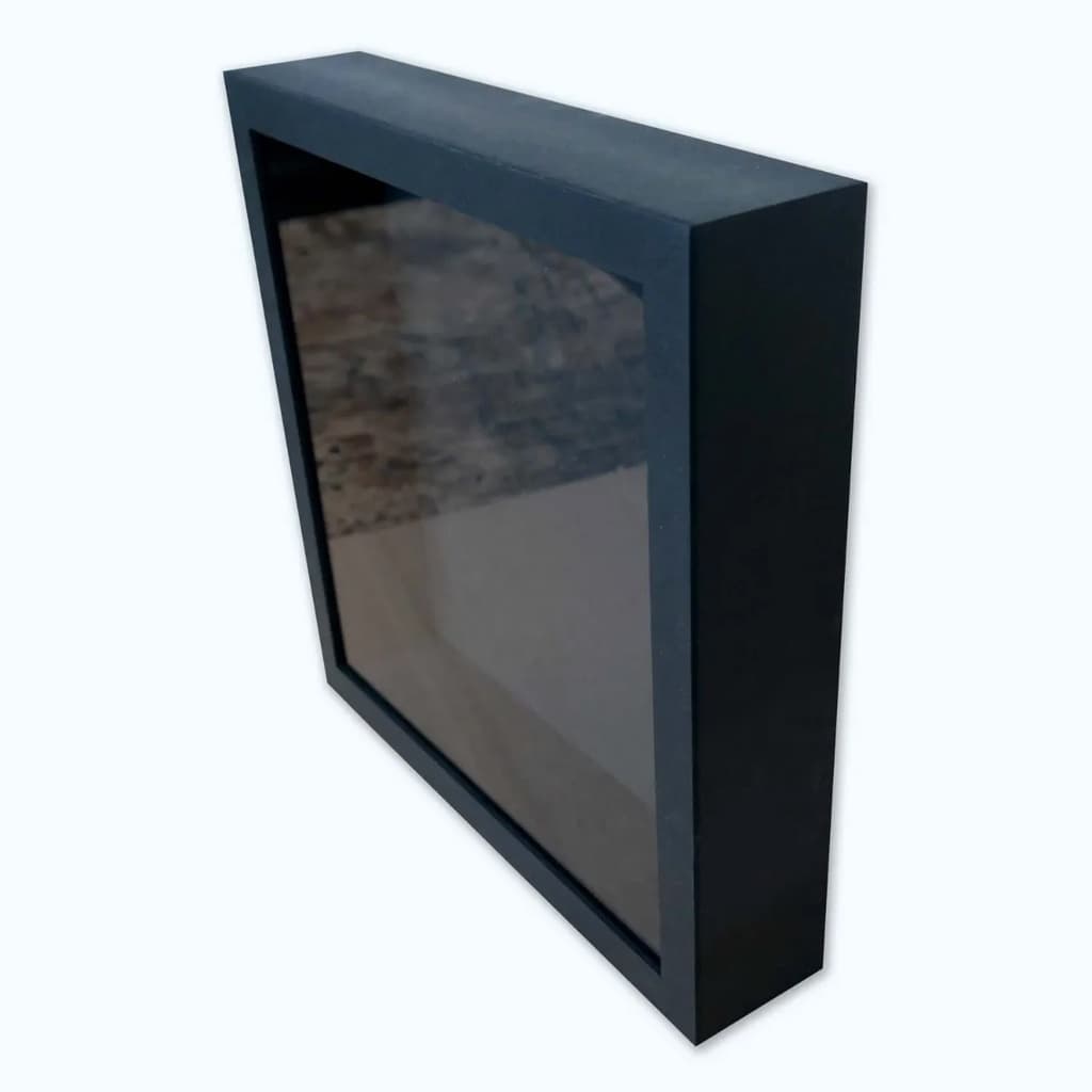 Quadro Moldura Decorativa Caixa Alta Preto 30x30cm Com Vidro 5,3 Cm De Profundidade