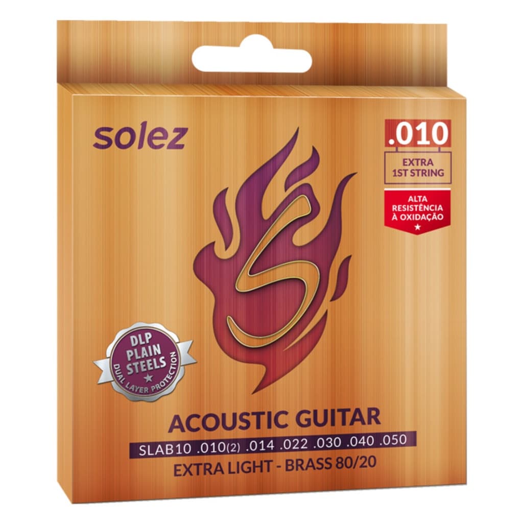 Encordoamento Solez Violão Aço 0.10 SLAB10 Brass 80/20