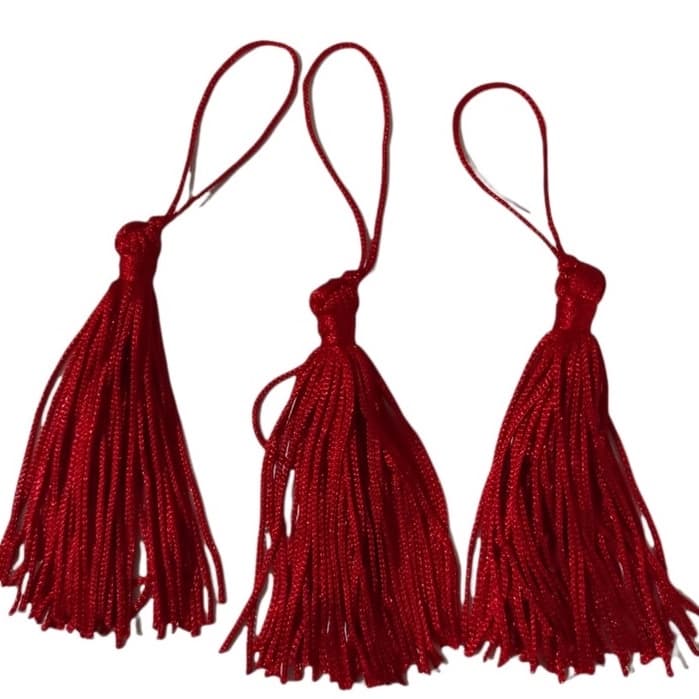Pompom de Seda Tassel Com Tulipa VERMELHO Pacote Com 5 unid.- PLANETA DAS ARTES