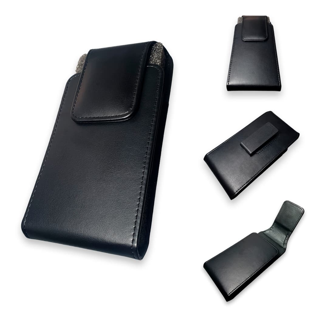 Porta Celular Cintura Clip Giratório 360 Couro Sintético Coldre Capa Case Suporte Em Pé Universal 6.8 Preto